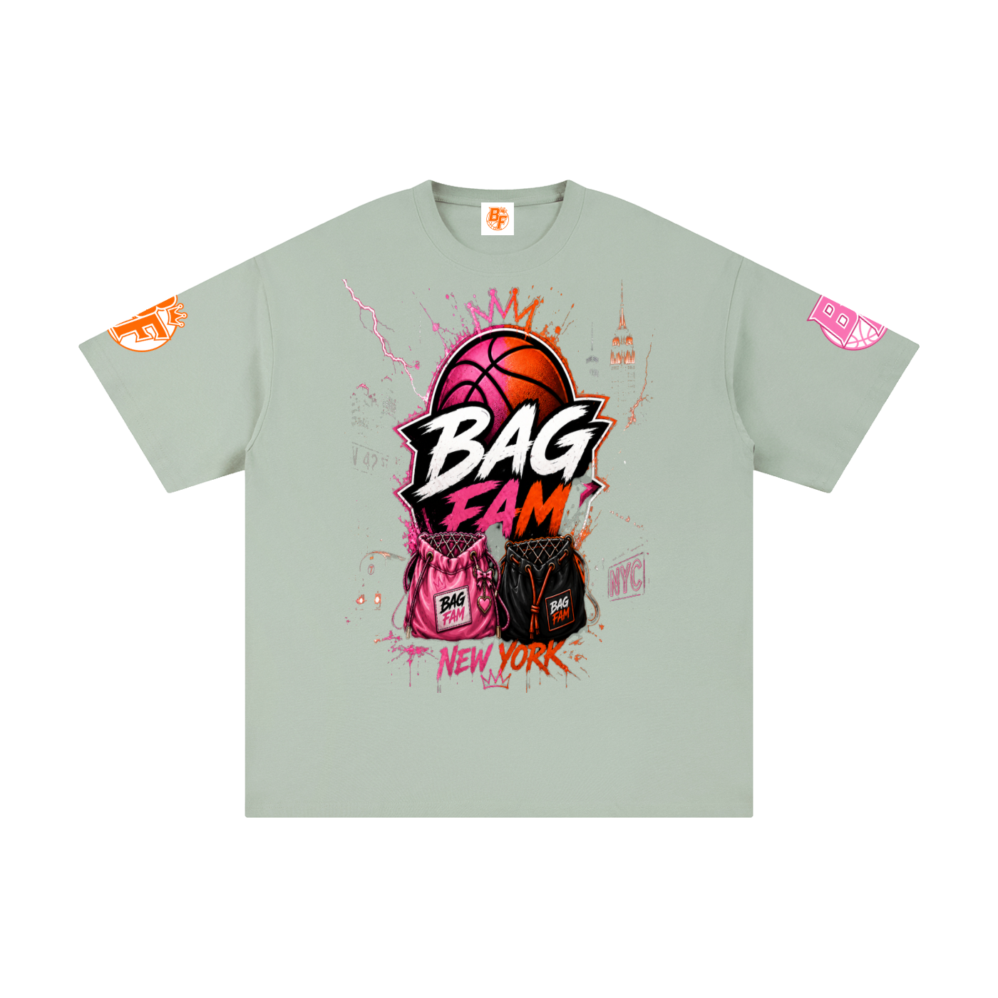BAG FAM'S  (WORLDS COLLIDE NYC Pure Cotton T-Shirt) unisex