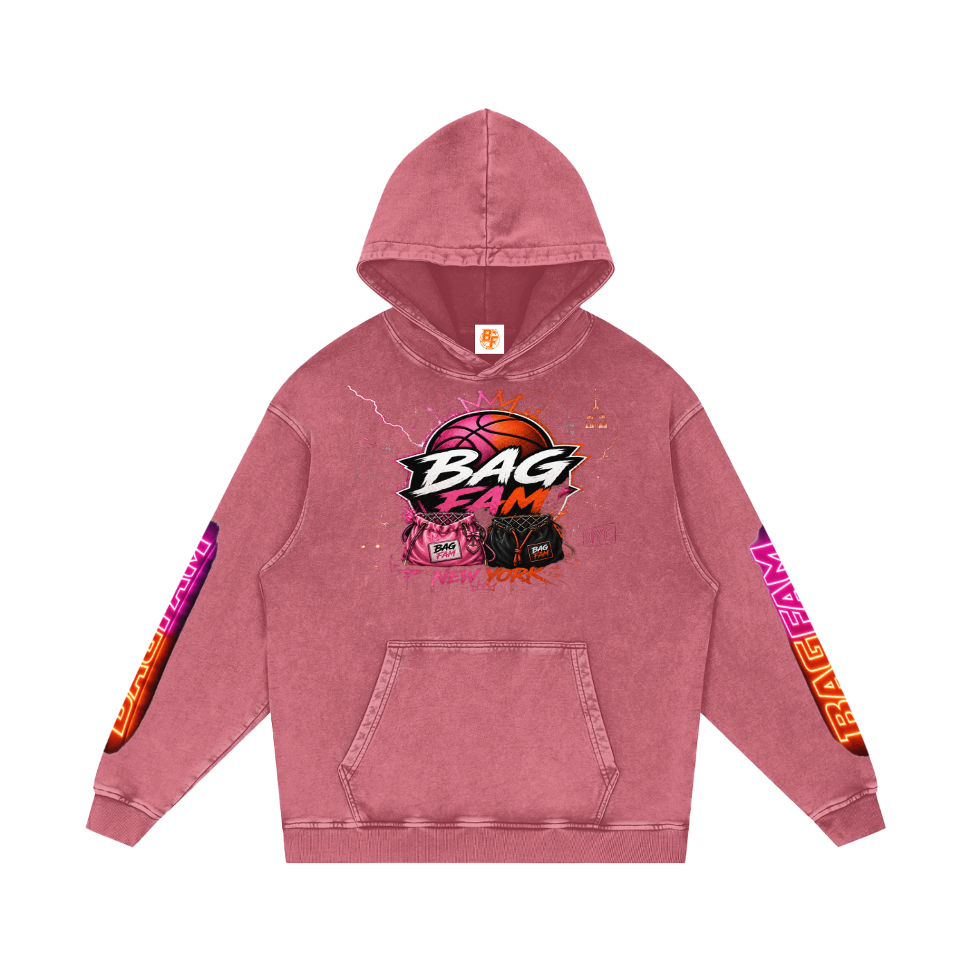 BAG FAM'S  (WORLDS COLLIDE NYC Loose Cotton Hoodie) unisex