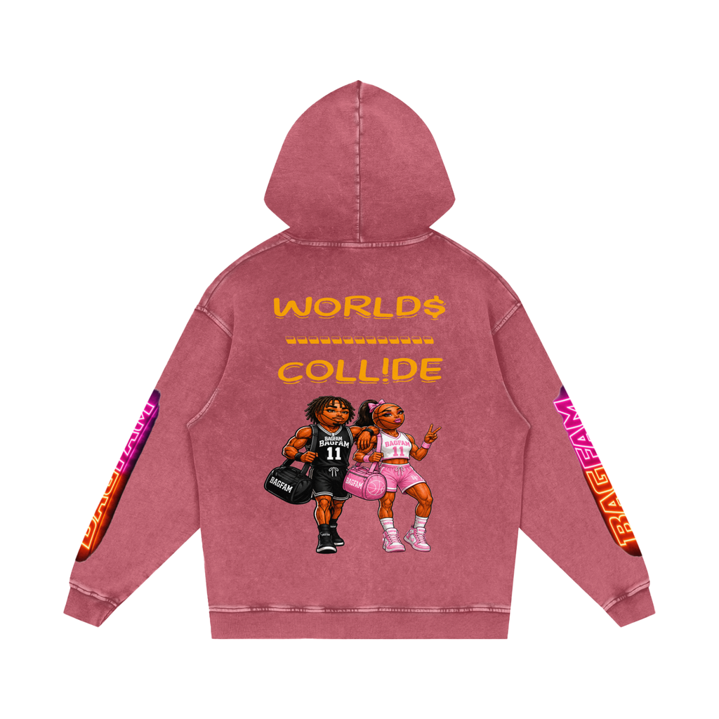 BAG FAM'S  (WORLDS COLLIDE NYC Loose Cotton Hoodie) unisex