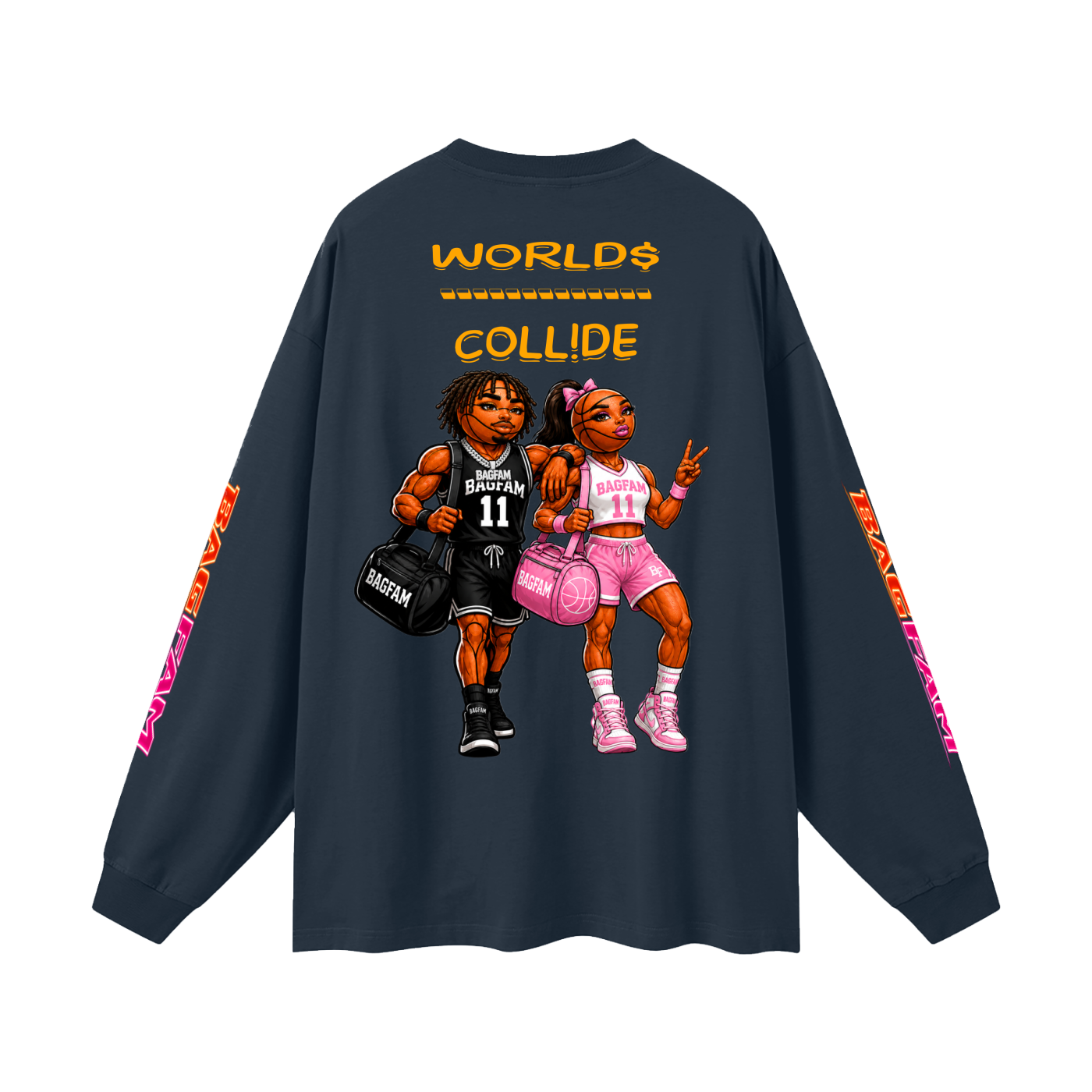 BAG FAM'S  (WORLDS COLLIDE NYC Long Sleeve T-Shirt) unisex