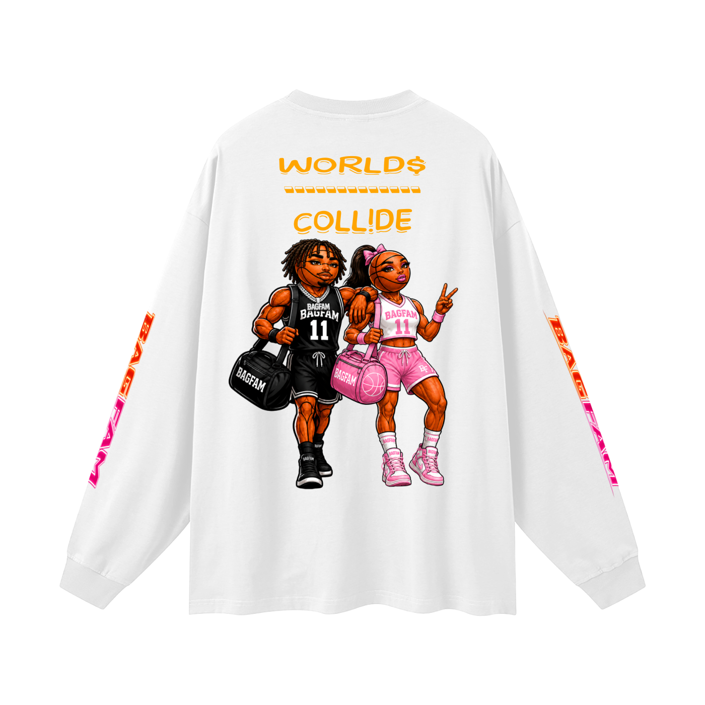 BAG FAM'S  (WORLDS COLLIDE NYC Long Sleeve T-Shirt) unisex