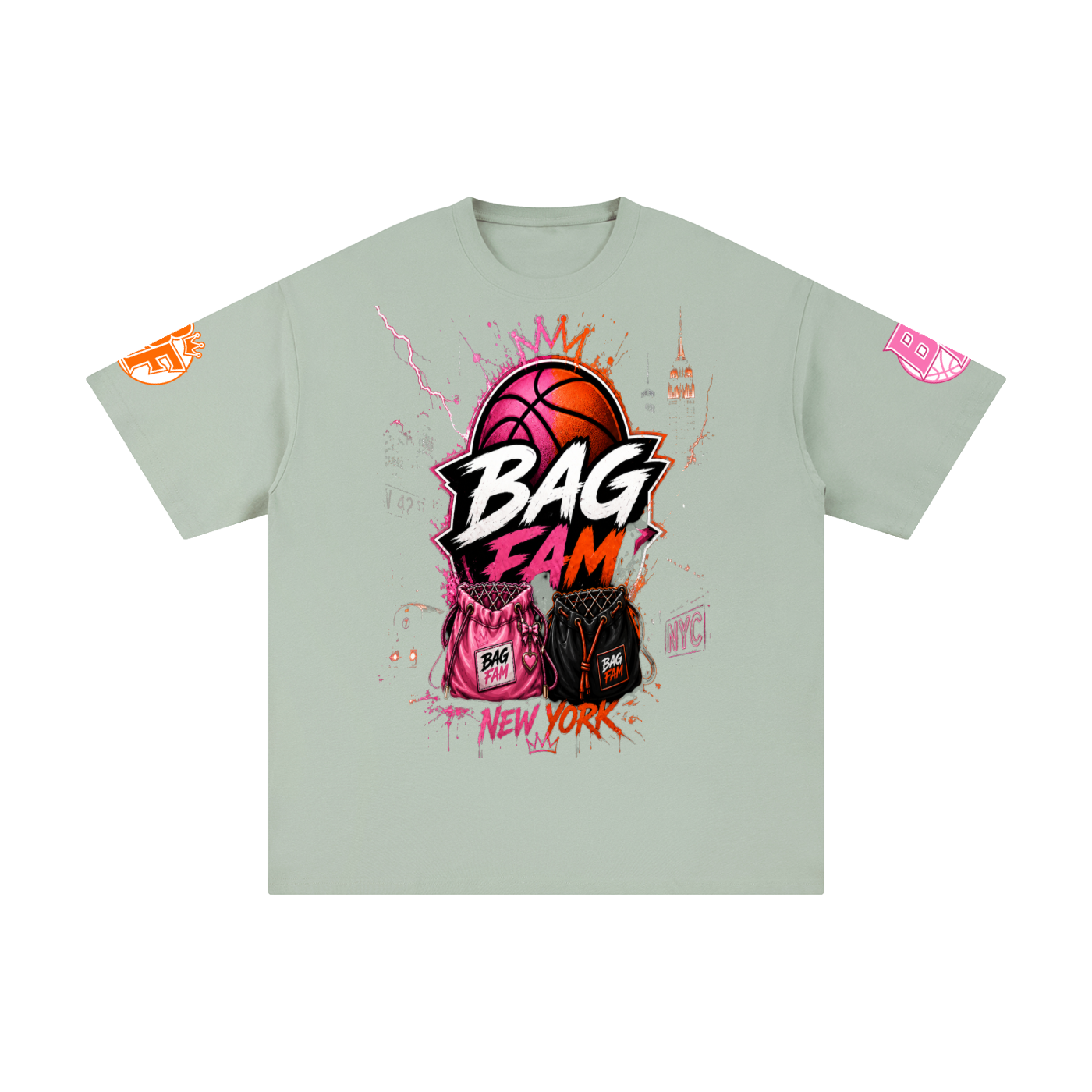 BAG FAM'S  (WORLDS COLLIDE NYC Pure Cotton T-Shirt) unisex