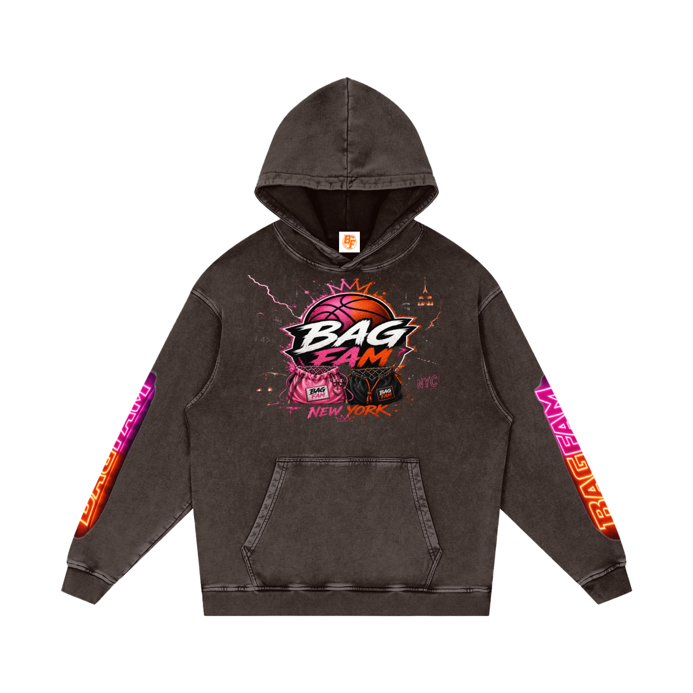 BAG FAM'S  (WORLDS COLLIDE NYC Loose Cotton Hoodie) unisex