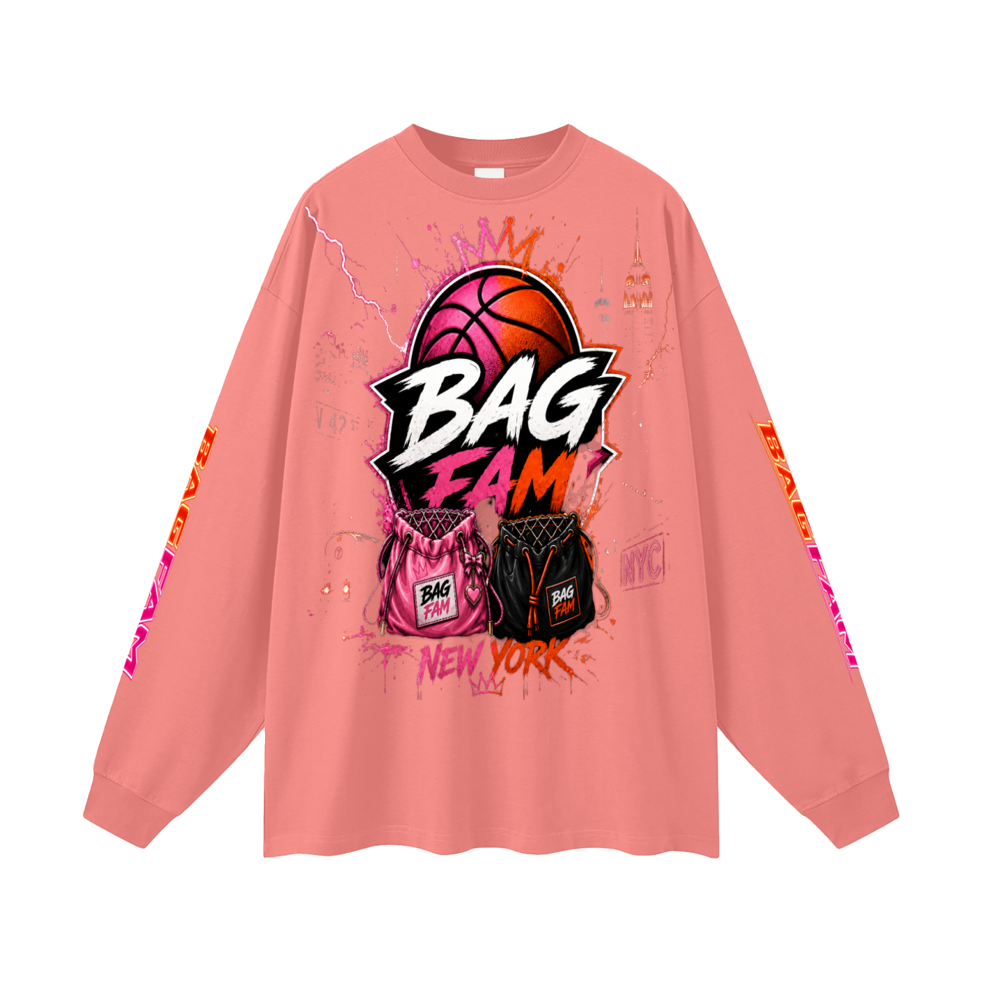 BAG FAM'S  (WORLDS COLLIDE NYC Long Sleeve T-Shirt) unisex