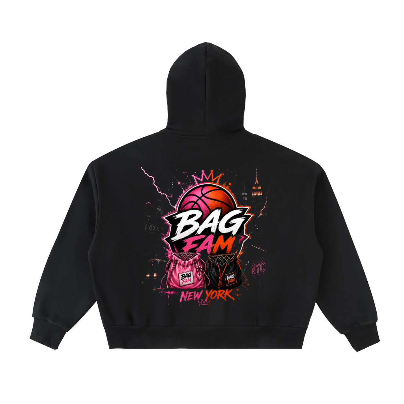 BAG FAM'S (WORLD$/COLL!IDE NYC Full-Zip Boxy Hoodie) UNiSEx