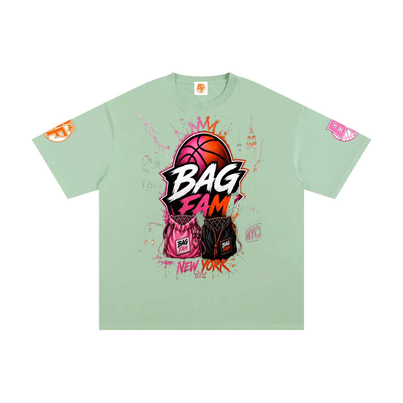 BAG FAM'S  (WORLDS COLLIDE NYC Pure Cotton T-Shirt) unisex
