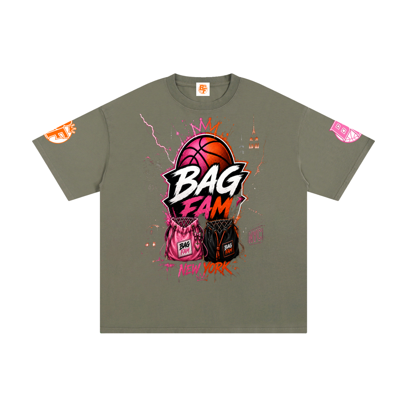 BAG FAM'S  (WORLDS COLLIDE NYC Pure Cotton T-Shirt) unisex