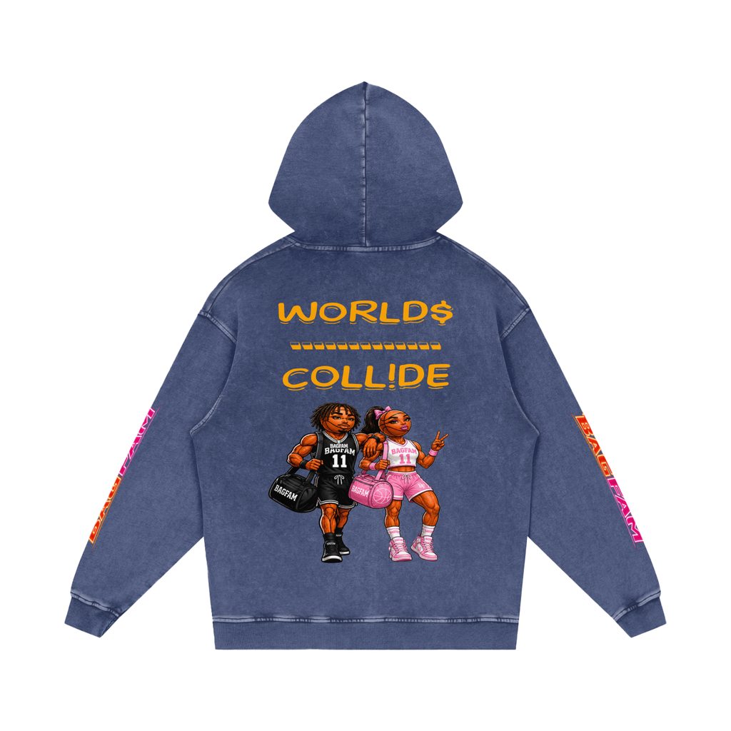 BAG FAM'S  (WORLDS COLLIDE NYC Loose Cotton Hoodie) unisex