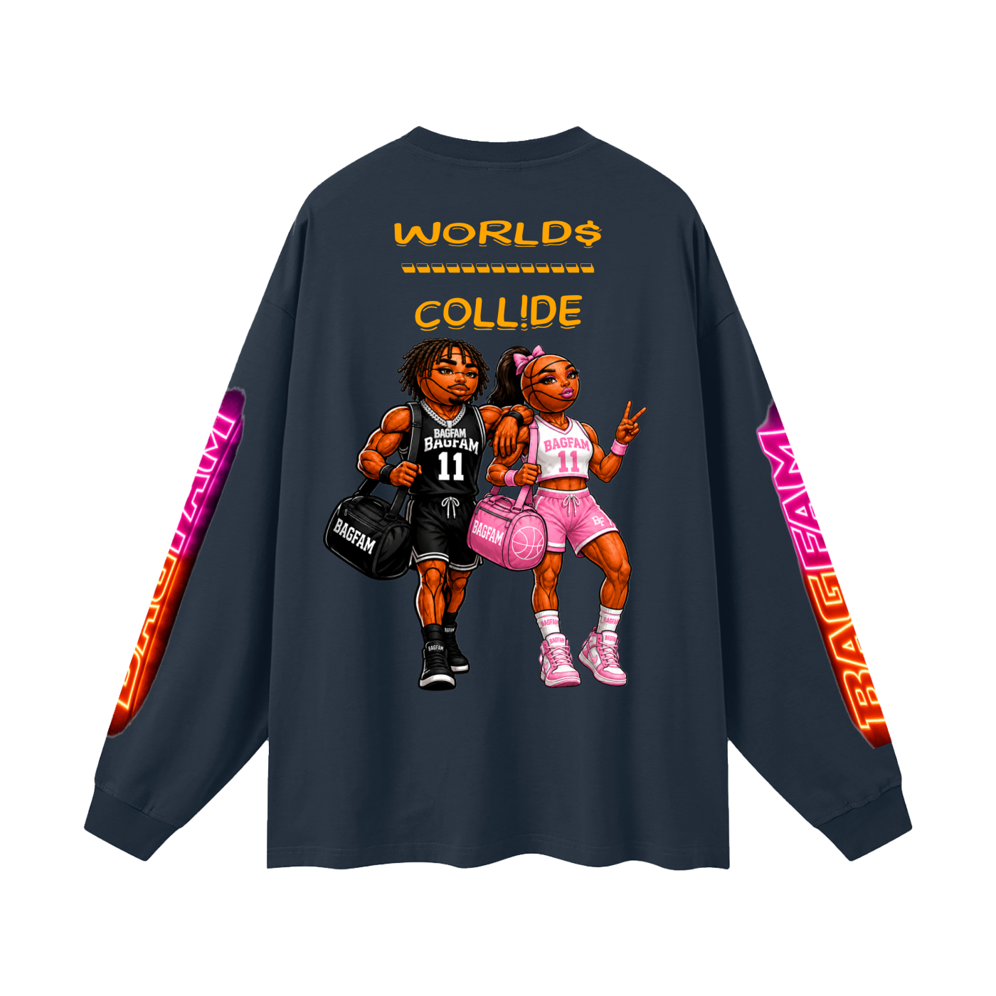 BAG FAM'S  (WORLDS COLLIDE NYC Long Sleeve T-Shirt) unisex