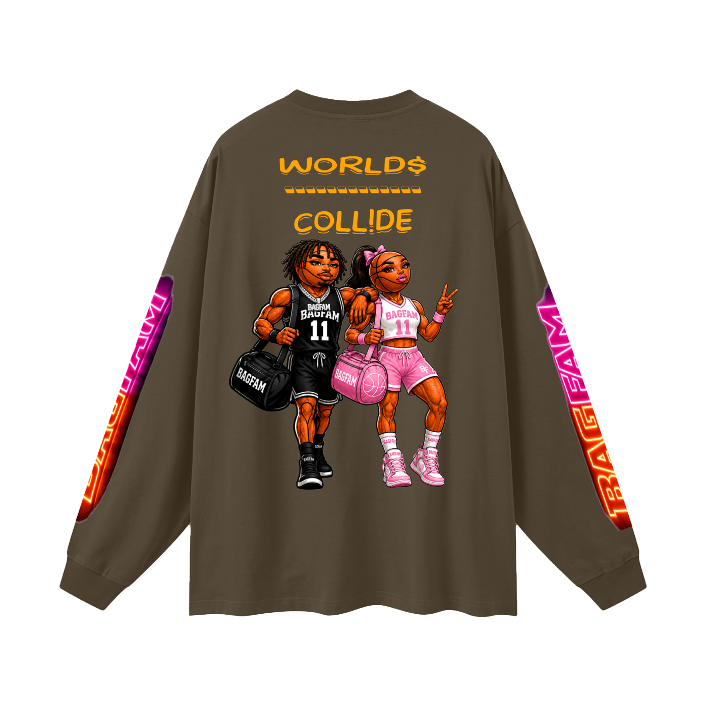 BAG FAM'S  (WORLDS COLLIDE NYC Long Sleeve T-Shirt) unisex