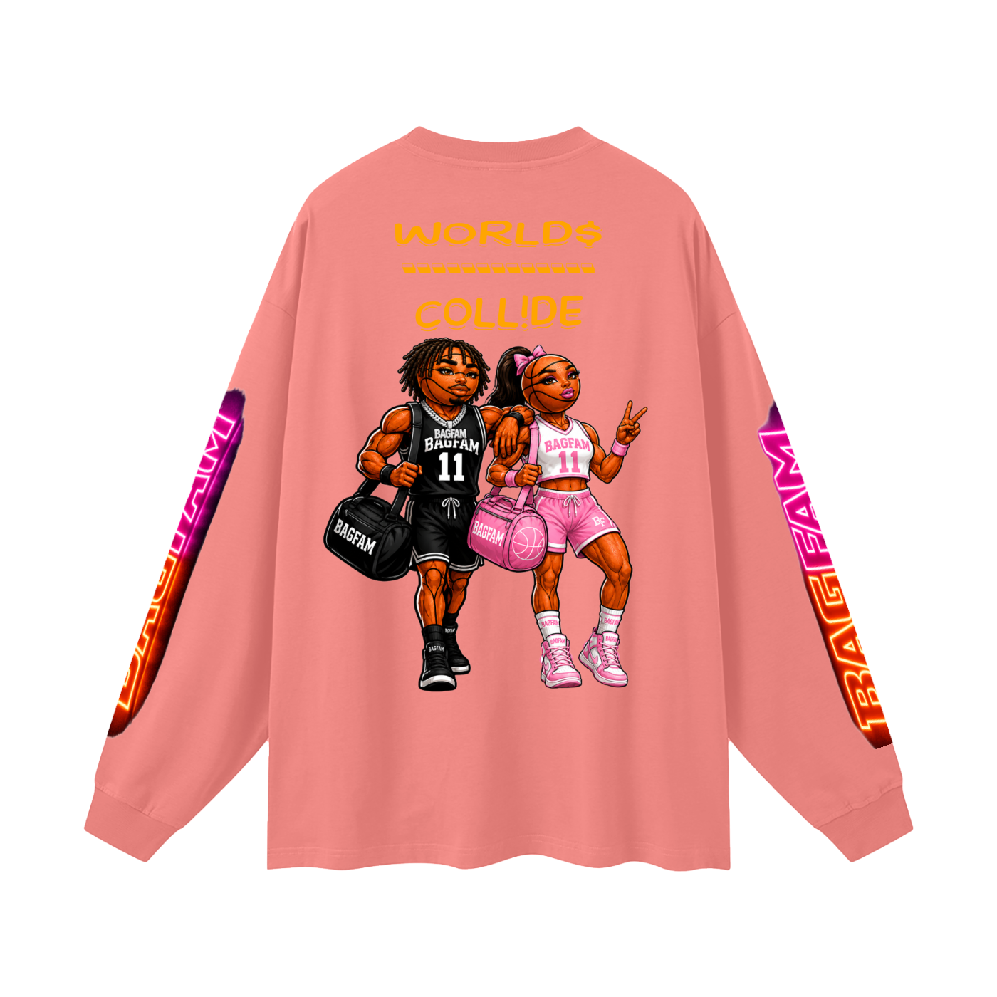 BAG FAM'S  (WORLDS COLLIDE NYC Long Sleeve T-Shirt) unisex