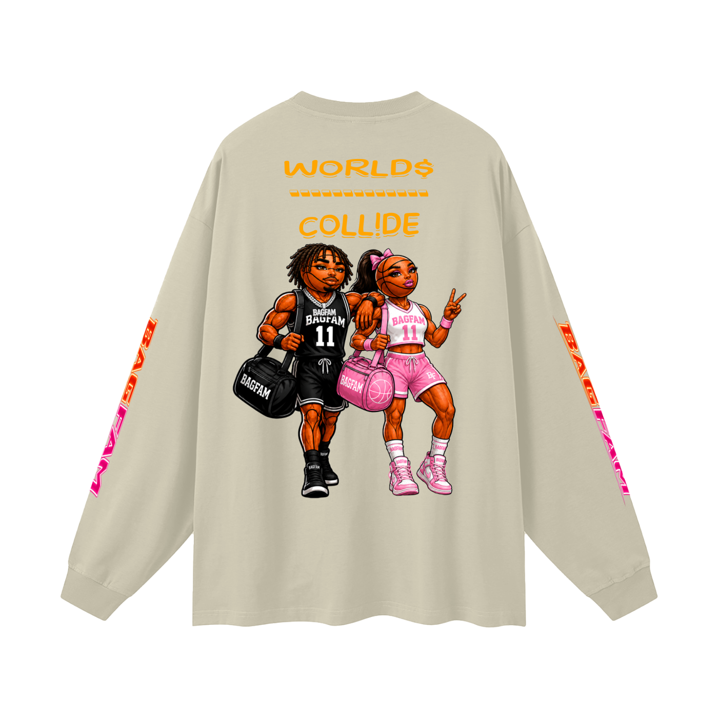 BAG FAM'S  (WORLDS COLLIDE NYC Long Sleeve T-Shirt) unisex